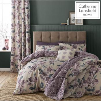 Easy Care Catherine Lansfield Plum Floral Single Duvet Set