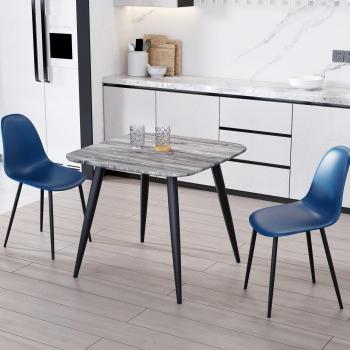 Core Products Aspen Grey Oak Effect Dining Set – 2 Blue Curve Chairs