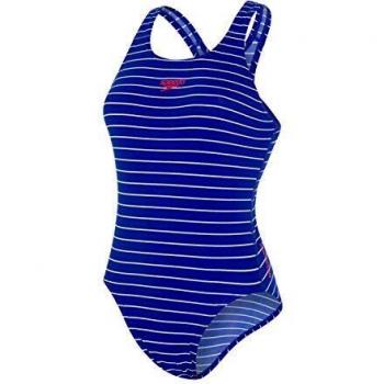Speedo Damen Badeanzug Endurance + Medalist, Stripe Chroma Blau/Weiß, 32 (DE 36)