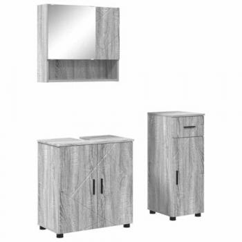Kit de salle de bain 3 pcs gris Sonoma vidaXL