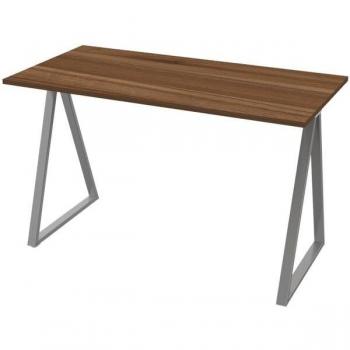 PAPERFLOW easyHome LV9 Schreibtisch 110x60 cm, metallic-grau/walnuss, rechteckig mit A-Fuß-Gestell