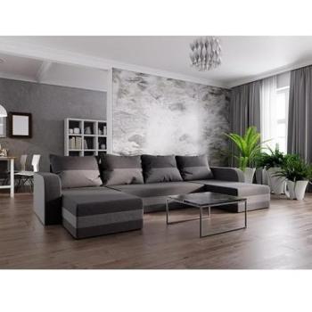 Canapé U convertible NOLATIO en Gris Clair et Gris Foncé