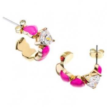 Chiara Ferragni Orecchini Cuoricino Neon Ottone Smalto