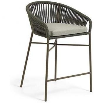 Taburete Yanet de acero galvanizado y cuerda verde altura 65 cm