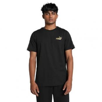PUMA Herren T-Shirt ESS Tape Minimal Gold Schwarz M