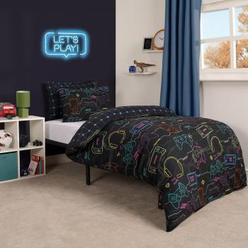 Double Sized Gaming Themed Duvet Set in Black