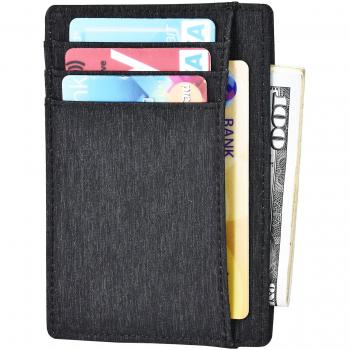 Kinzd Slim Leather RFID Blocking Front Pocket Wallet (Waterproof Grey)