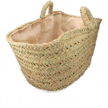 CAPAZO DE ESPARTO CON FORRO PARA LEÑA 60x35x45cm OVAL