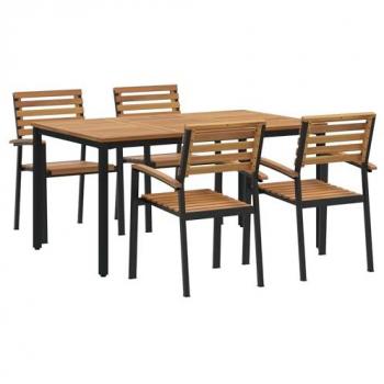 Conjunto de Comedor Exterior 5 Piezas Negro