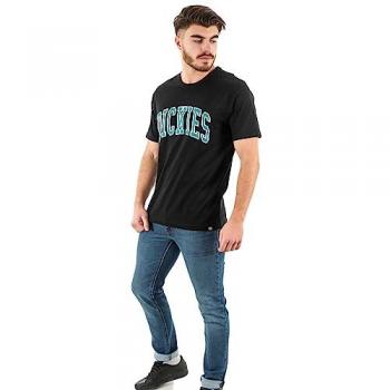 T-Shirt Dickies Aitkin manga corta en combinación negro-azul cielo – M