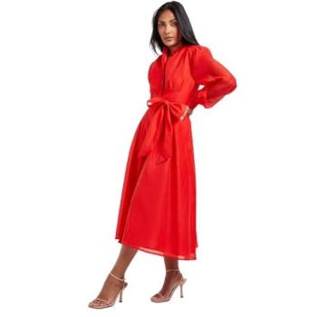 Women's Red Organza Midi Shirt Dress – Wallis Petite, Size 16