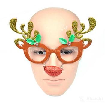 Shimmering Brown Reindeer Nose Party Eyewear