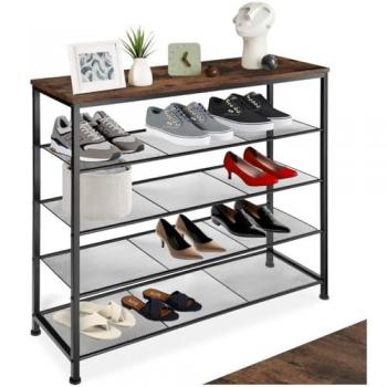 Tectake® Schuhregal, Loft Style, 4 Ablagen, 100 x 30,5 x 93 cm