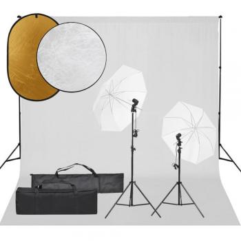 Set di Illuminazione per Studio Fotografico con Fondale e Riflettore