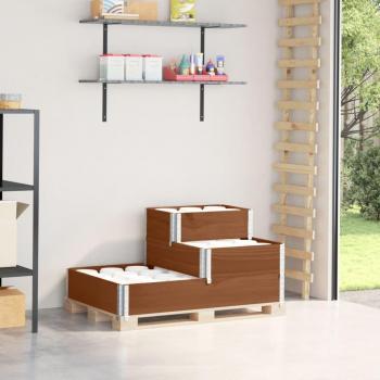 3‑Stufiger Paletten-Hochbeetrahmen in Braun, 120 x 80 cm, aus Kiefernholz – VidaXL Modell