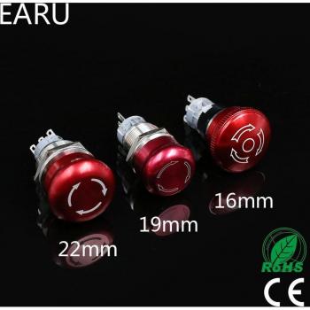 16mm 19mm 22mm Waterproof Metal Latching Emergency Stop Mushroom Push Button Switch