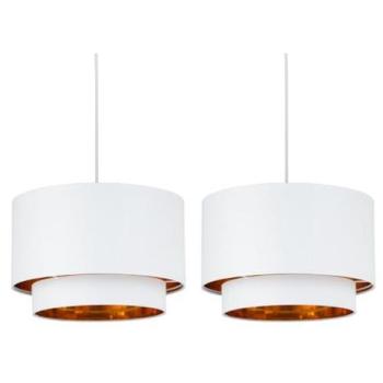 First Choice Kozy 30cm Double Pendant Shades – White & Gold