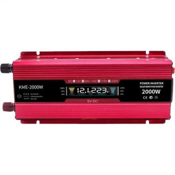 Inverter 2000 W 12 V → 220 V avec display LCD, modèle rouge