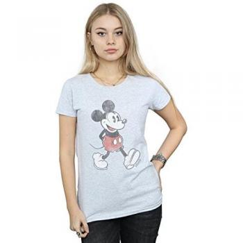 Disney Women's Cotton T-Shirt with Walking Mickey Mouse Design