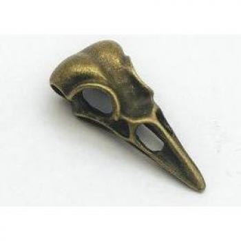 Antigua Calavera Pájaro de Bronce