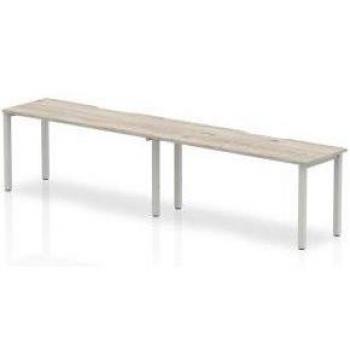 Evolve Plus 1600mm Grey Oak 2 Person Single Row Bench Desk with Silver Frame