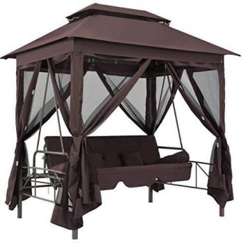 VidaXL Belvédère Convertible en Balancelle Café