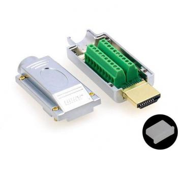 Conector HDMI macho, soldadura, carcasa de aleación, 4K HD, dorado