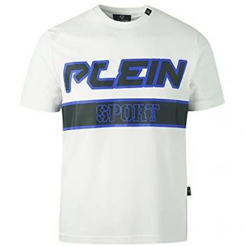 Men's Philipp Plein Sport Blue Block White T Shirt