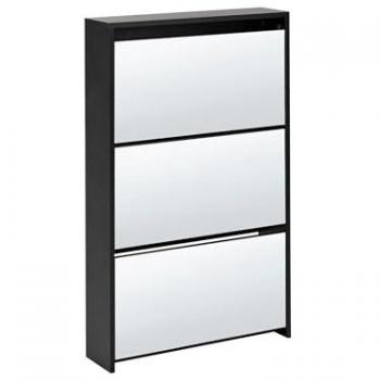 Scarpiera 3 Spazi in MDF con Specchi Negri – Stile Contemporaneo