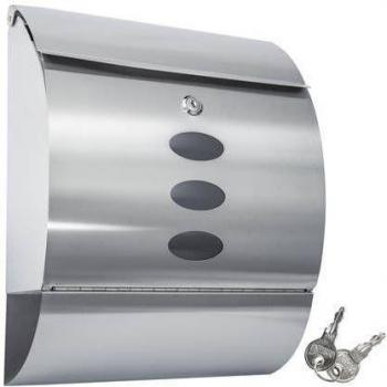Tectake® Edelstahl-Wandbriefkasten, rund mit Sichtfenstern