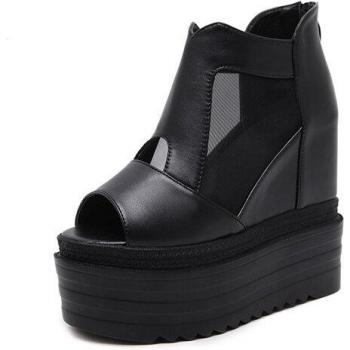Espadrilles summer femme plateforme ouverte avec maillage et zip
