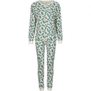 Pigiama lungo in cotone con stampa alberi di Natale Petit Bateau TATILLON verde