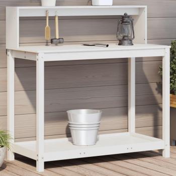 Table de jardinage avec étagères en bois massif de pin blanc