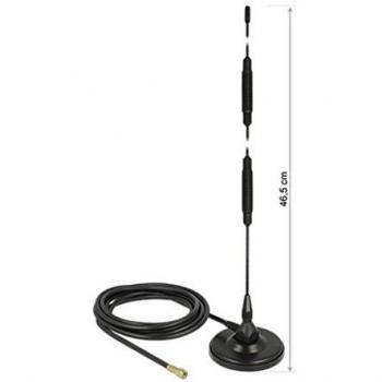 DELOCK GSM Antenne SMA Stecker 7 dBi mit Magnetfuß und Anschlusskabel (RG-58, 3 m) schwarz