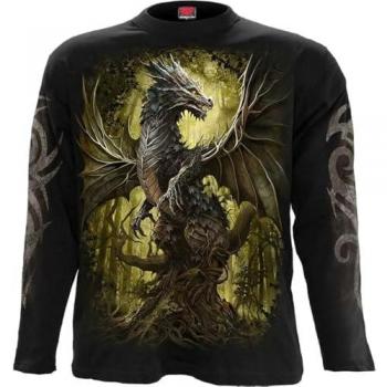 Spiral Oak Dragon Langarmshirt für Herren schwarz M bis XXL