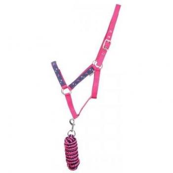 Headcollar Sabrina per Little Rider con Leadrope in Rosso/Blu Scuro