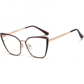 Lunettes de prescription Peekaboo en métal pour femmes, œil de chat, lentille transparente, or rose