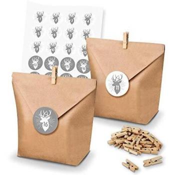 Itenga Bastel‑Adventskalender – 24 Papierkoffer mit Rentierkopf