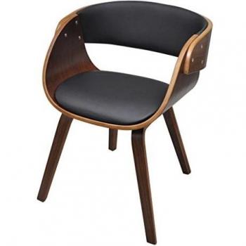 Silla de comedor de madera curvada y cuero sintético