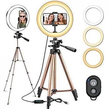 MOCHUAN 51'' Trépied Ring Light 10/26cm LED Anneau Lumineux