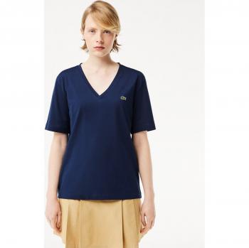 Camiseta Lacoste azul marino manga corta mujer