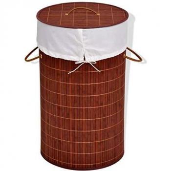 VidaXL Round Bamboo Laundry Bin Brown