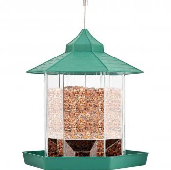 Plastic Hanging Bird Feeder 20x20x22cm with Roof for Outdoor Use