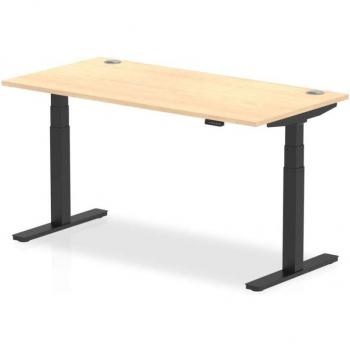 Air 1600 x 800mm Height Adjustable Desk Maple Top Black Leg
