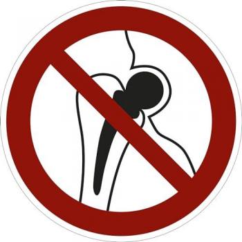 Cartel de Prohibición de Acceso con Implantes Metálicos