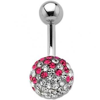 Klares Fuchsia-Bauchnabel-Piercing mit Glitzerkugeln – BANANENCHIRURGENSTAL