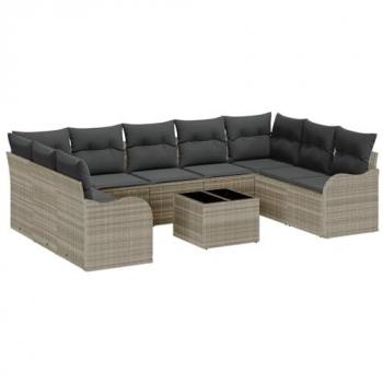 Canapé de jardin modulable 10 pièces avec coussins