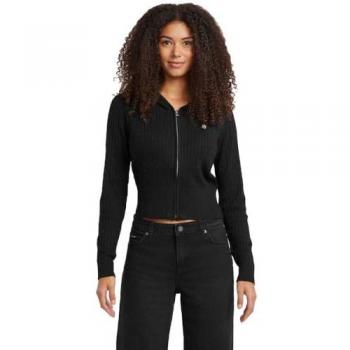Felpa con Motivo a Trecce Guess Cardigan Cable Jet Black