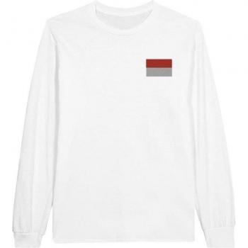 Baumwoll‑Longsleeve Tee PixelForma Indonesien Flagge – Damenmodell