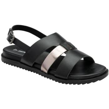 Black Leather Open-Toe Slingback Sandals